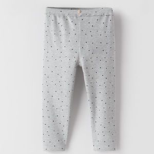 Zara Kids Ribbed Printed Leggings in Gray Marl